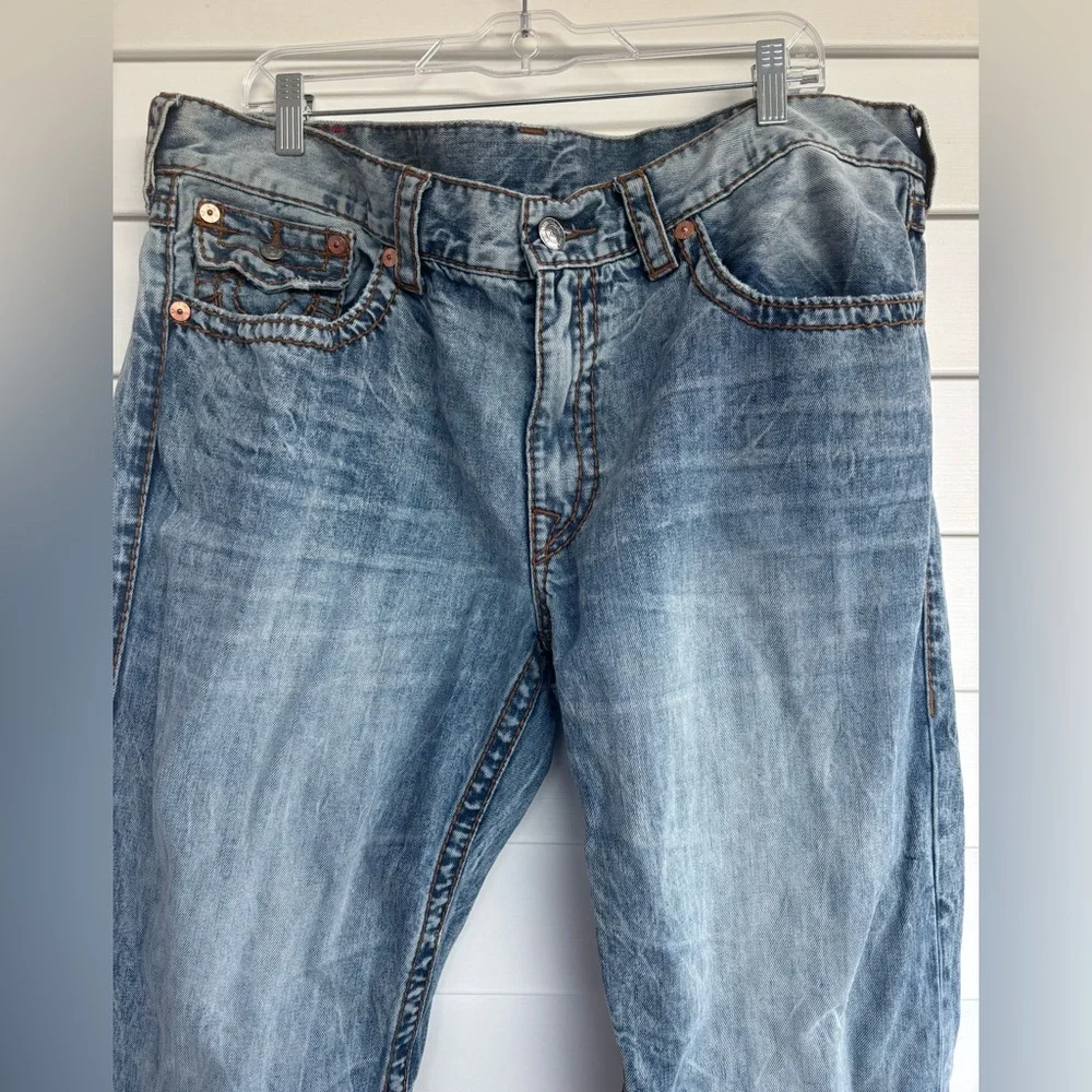 True Religion Men's Slim Jeans in Light Wash Blue